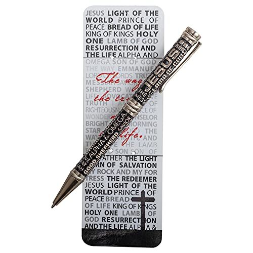 Way the Truth Life Names of Jesus Antique Silvertone Metal Black Ink Ballpoint Pen